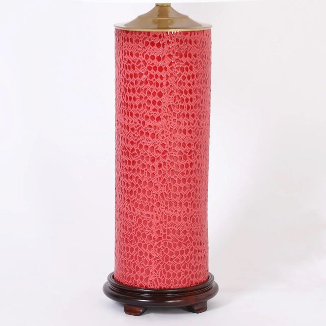 Mid-Century Modern Pair of Mid-Century Faux Alligator Table Lamps For Sale - Image 3 of 6