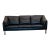 1960s Danish Mid-Century Three Seat Black Leather Sofa For Sale