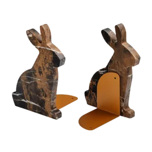 Marble and Steel Bunny Bookends by Alessandra Grasso, Set of 2