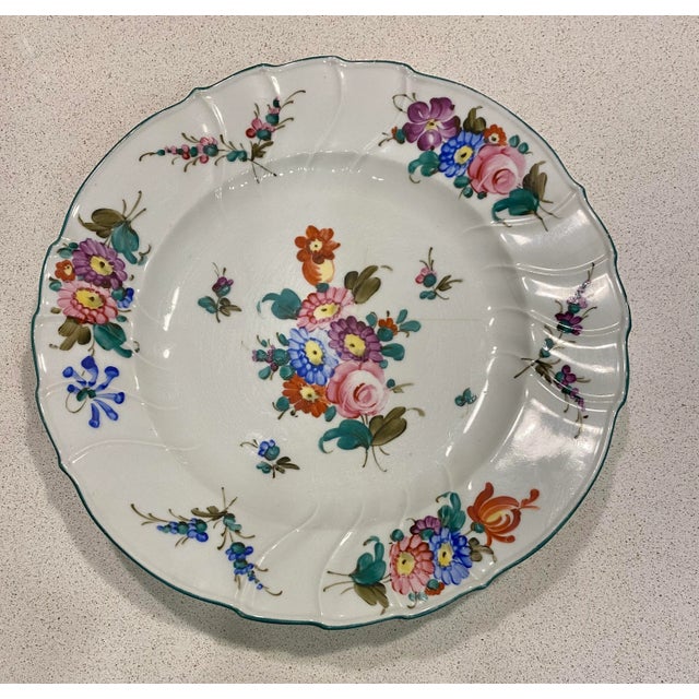Shabby Chic Early 1900’s Hand Painted Porcelain Dinner Plates, Set of 4 For Sale - Image 3 of 8