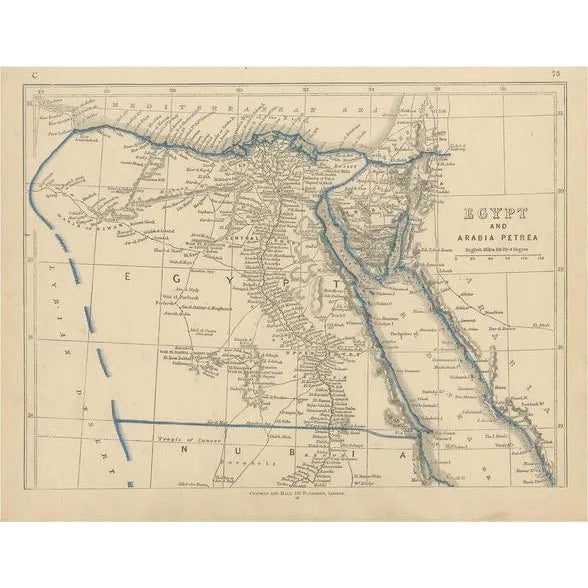 Antique Map of Egypt and Arabia Petraea by Lowry, 1852 For Sale