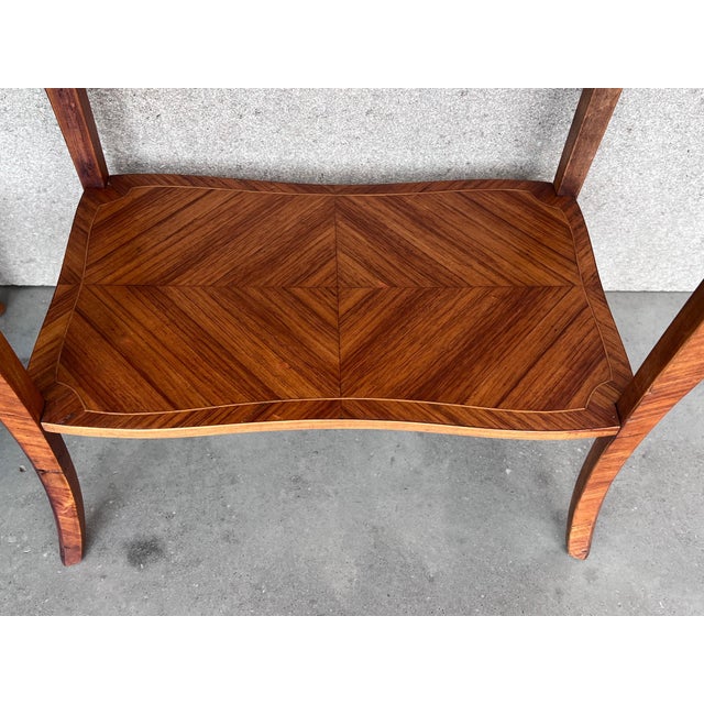 18th Century Style French Louis XV Marquetry Side Table or Nightstands, a Pair For Sale - Image 14 of 18