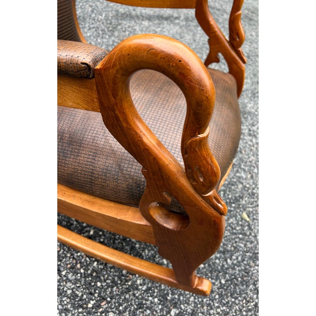 Brown Walter Smithe Cudtom Swan Rocking Chair For Sale - Image 8 of 9