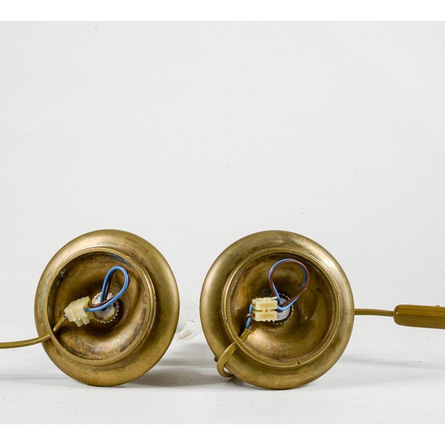 Metal Small Brass Table Lamps with Functioning Electric Candle Holders, Set of 2 For Sale - Image 7 of 9