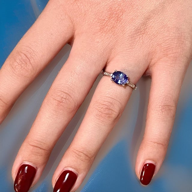 Natural Sapphire Diamond Ring 6.5 14k White Gold 2.36 TCW Certified For Sale - Image 12 of 16