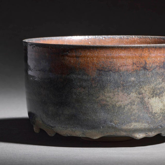 1980s Gertrud and Otto Natzler Cylindrical Bowl With Lip 1980 For Sale - Image 5 of 7