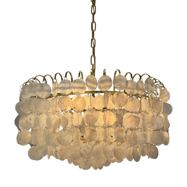Capiz Chandelier with Gold Frame, 2019 For Sale