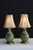 A pair of petite Bitiossi influence ceramic lamps,. Charming in presence. Serine avocado green Embossed frogs glazed...