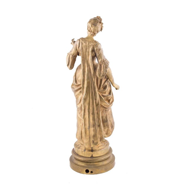 French Late 19th Century Vintage Gilt French Bronze Female Figure by August Moreau For Sale - Image 3 of 4
