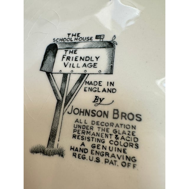 Victorian Vintage 1950s Johnson Bros England "The Ice House" 9.75" Diameter Dinner Plates - Set of 5 For Sale - Image 3 of 13