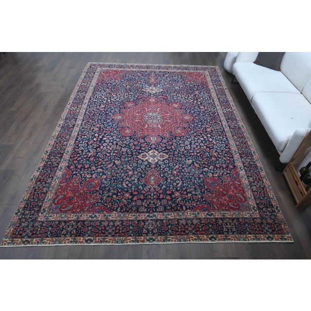 Persian 1960s Vintage Persian Handmade Wool Cotton Light Red Area Rug For Sale - Image 3 of 11