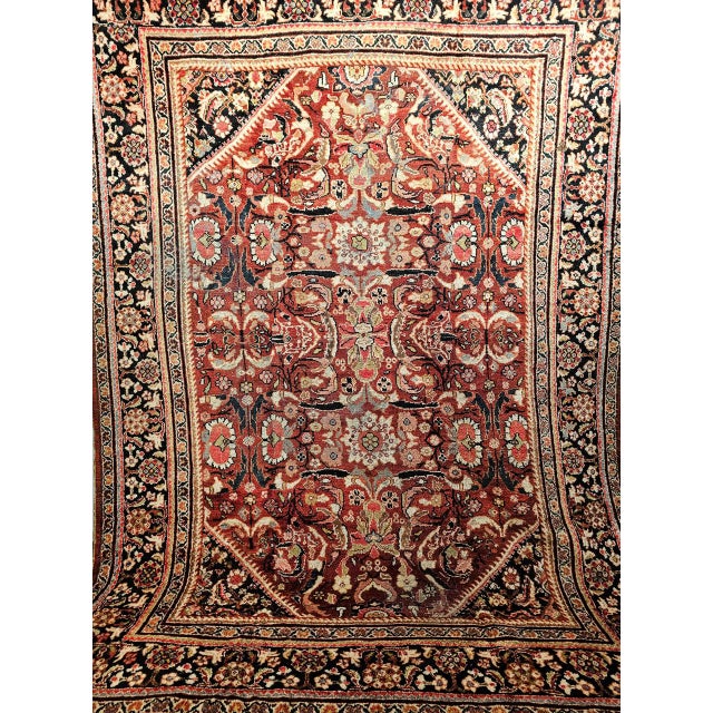 Vintage Persian Mahal Sultanabad Rug, Hand-Knotted Wool, Geometric Pattern, 9x13, Rust-Red & Navy For Sale - Image 10 of 17