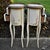 Antique White Antique Pair of French Painted Two Drawer Marble Top Tables W/Bronze Ormolu For Sale - Image 8 of 13