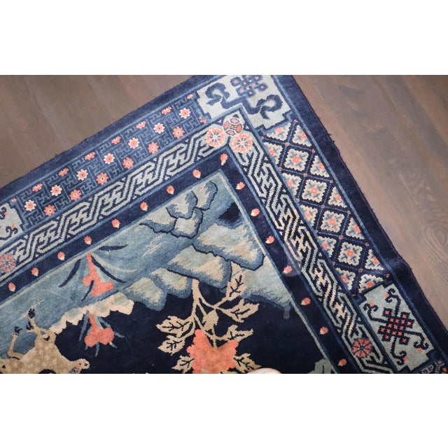 Early 20th Century Early 20th Century Zabihi Collection Mongolian Animal Square Rug - 5'5" x 6'4" For Sale - Image 5 of 12