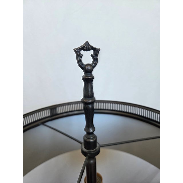 Mid-Century Modern Vintage Neoclassical Brass Bouillotte Table Lamp W/ Metal Shade For Sale - Image 3 of 9