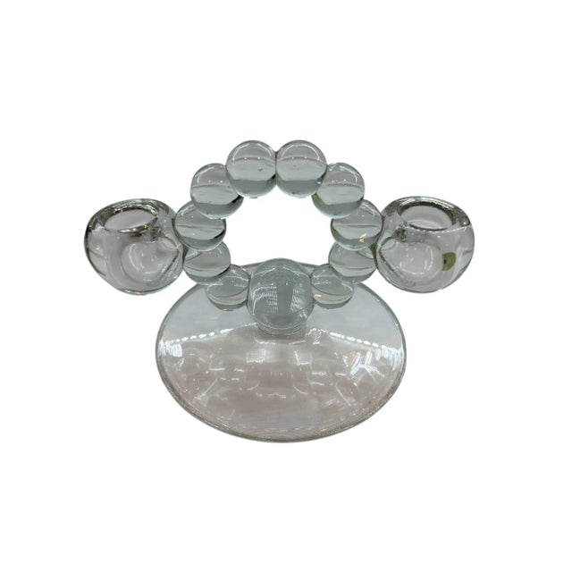 Mid-Century Modern Mid 20th Century Wj Hughes Glass Candlewick Candlestick Holder For Sale - Image 3 of 9