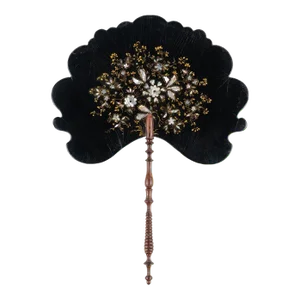 English Papier Maché Face Screen With Inset Abalone, 1830-40