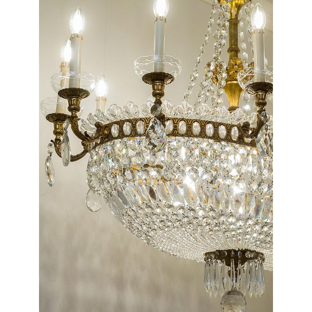 Large Empire Style Oval Crystal 16-Light Hot Air Balloon Chandelier, 1940s For Sale - Image 16 of 18