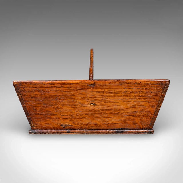 1900 - 1909 Antique Ladies Country Kitchen Work Box, English, Oak, Garden Trug, Victorian For Sale - Image 5 of 9