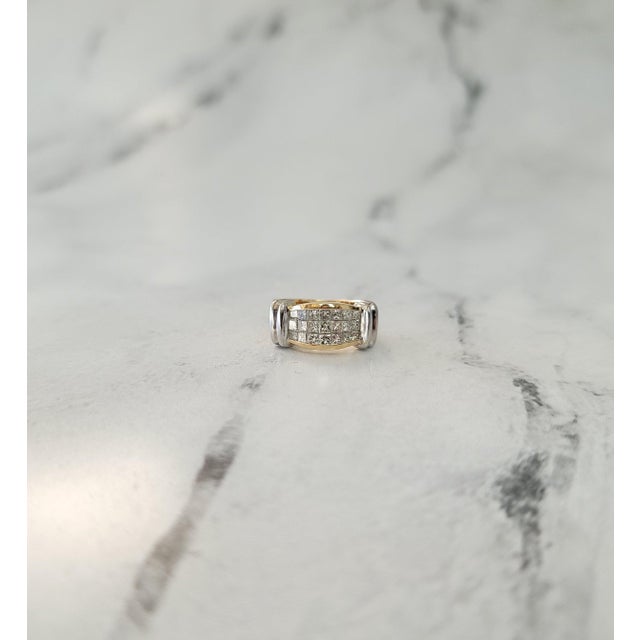 One Carat Three Row Princess Two-Toned Diamond Band, Size 7 For Sale - Image 4 of 6