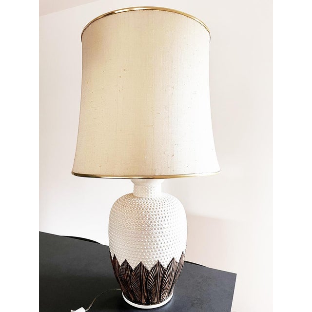 White Ceramic Lamp with Polka Dots and Floral Motifs, 1890s For Sale - Image 3 of 5