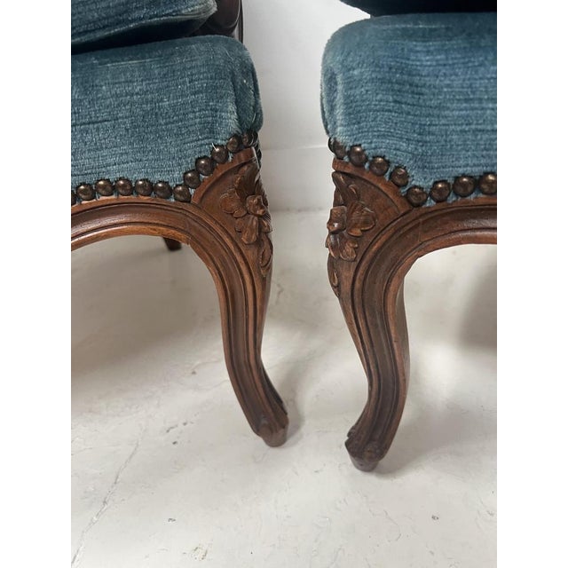 Louis XV Style Bergère Armchairs in Wood, 20th Century, Set of 2 For Sale - Image 5 of 13
