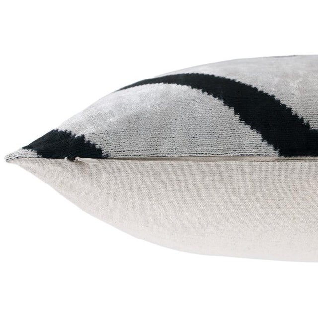 Light Gray Chevron v Black & White Velvet Pillow – 16x16 Modern Handmade Throw Cushion For Sale - Image 8 of 8