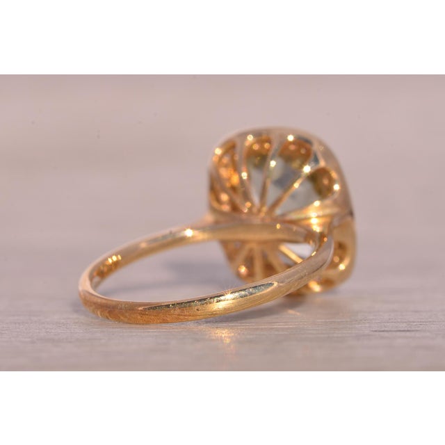 Metal Praisiolite and Natural Diamond Halo Ring in Yellow Gold For Sale - Image 7 of 11