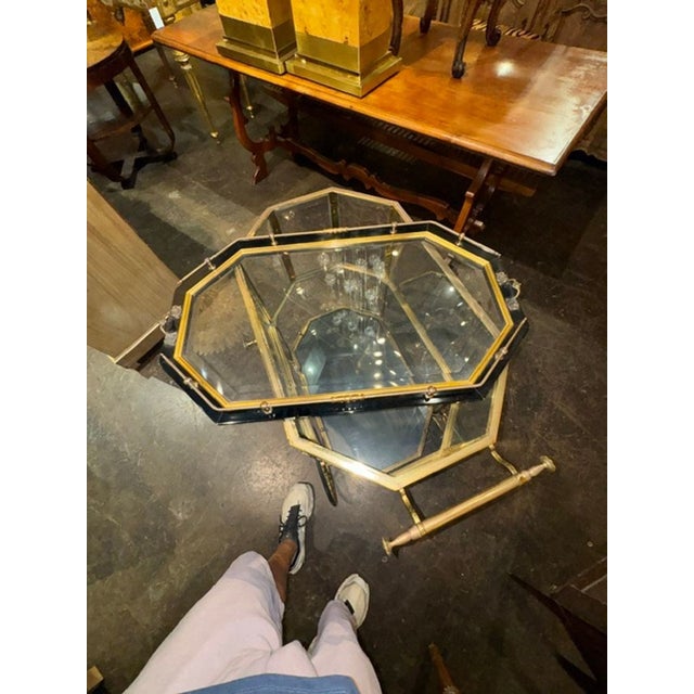 Metal Vintage French Gilt Brass Bar Cart For Sale - Image 7 of 7