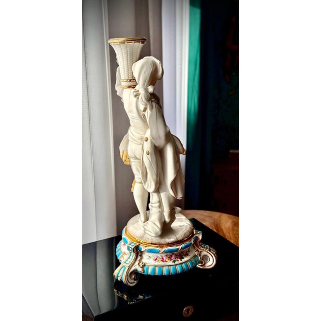 French Bisque Porcelain Figural Candlesticks, 19th Century, Set of 2 For Sale - Image 17 of 18