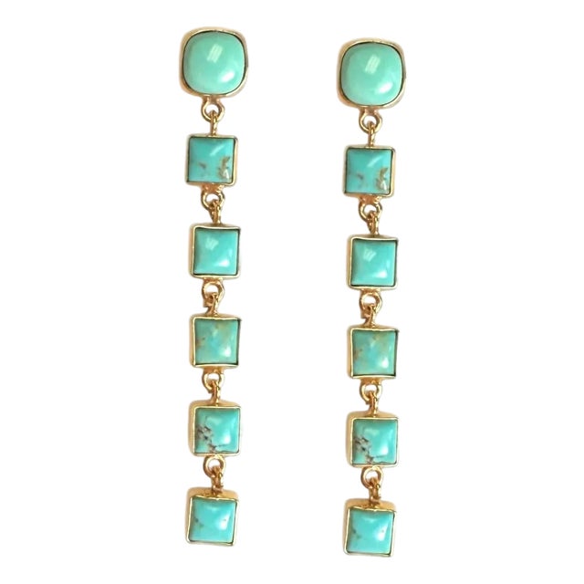 Linear Turquoise Earrings For Sale