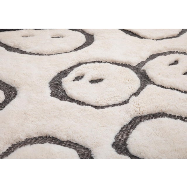 Artistic Circle Pattern Hand-Knotted Moroccan Wool Rug | 10'1" X 7'1" | One of a Kind For Sale - Image 6 of 9