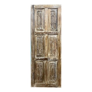 Boho Vintage Carved Wooden Barn Door Rustic Modern Farmhouse Door For Sale