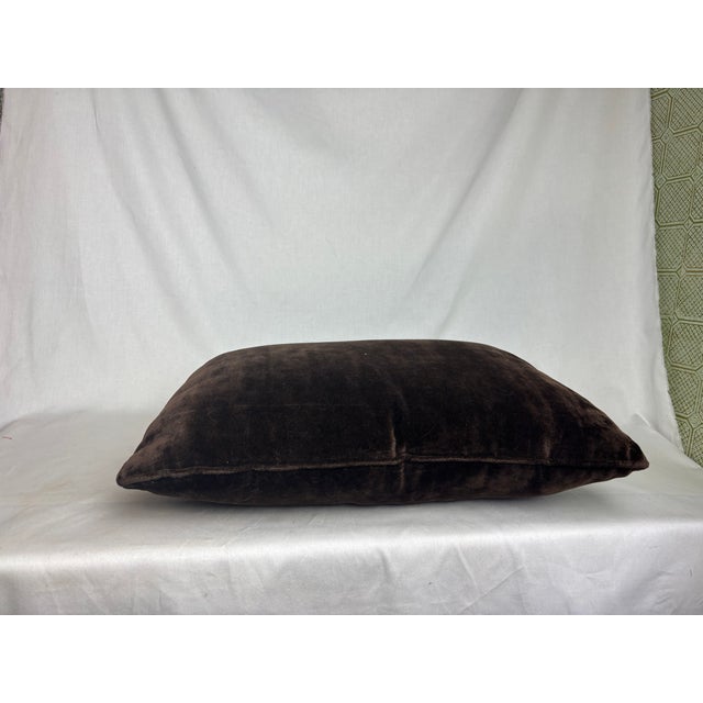 Contemporary Pair of Luxurious Brown Velvet Throw Pillows For Sale - Image 3 of 5