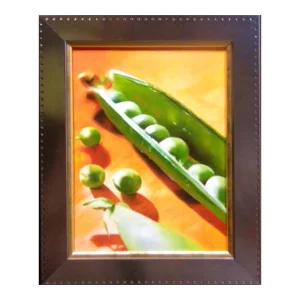 "Split P's" Contemporary Vegetable Still Life Oil Painting by Samay, Framed