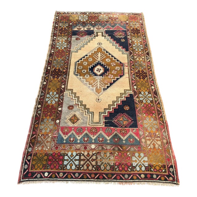Vintage Distressed Vintage Turkish Rug - 3′6″ × 6′9″ For Sale