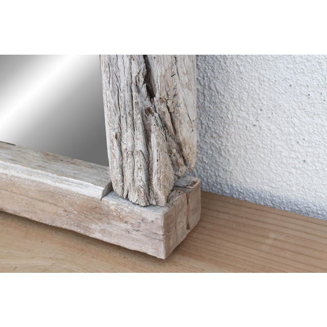 Wood Antique Wabi Sabi Weathered Teak Mirror For Sale - Image 7 of 9