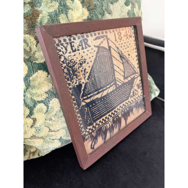 Textile Antique Textile Fragment, Framed For Sale - Image 7 of 8