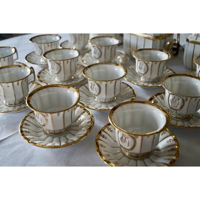 Ceramic Antique French Porcelain Tea Service, 1840, Set of 16 For Sale - Image 7 of 9