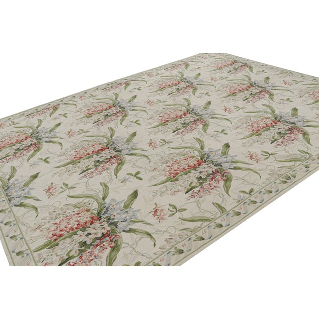 Rug & Kilim Rug & Kilim’s Tudor Style Rug in White and Cream With Floral Patterns For Sale - Image 4 of 7