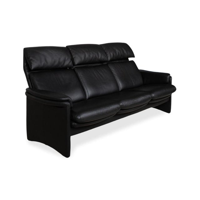 Modern Lugano Black Leather Sofa from Erpo For Sale - Image 3 of 16