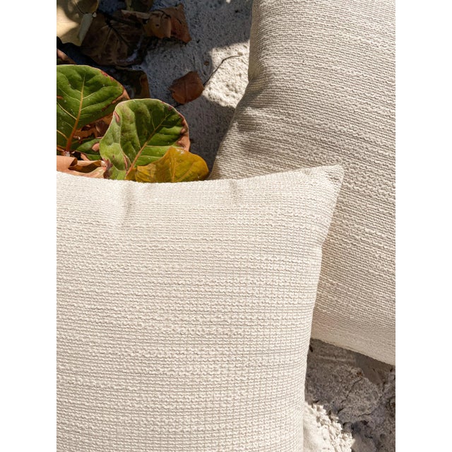 Nautical Natural Waves 20x20 Beige Indoor Outdoor Pillow For Sale - Image 3 of 6