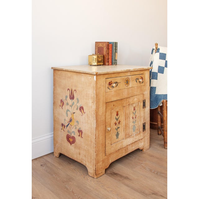 English Antique Scandinavian Folk-Painted Pine Cupboard | Ca. 1820 For Sale - Image 3 of 6