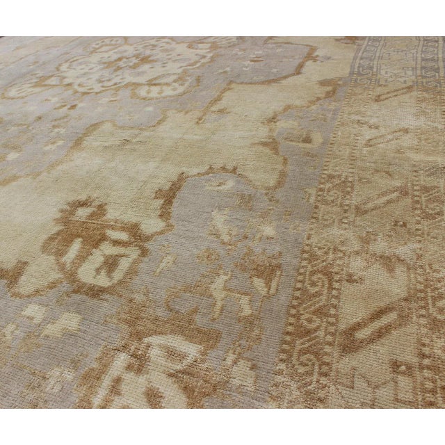 Textile Vintage Turkish Rug With Medallion Design in Lavender and Cream For Sale - Image 7 of 9