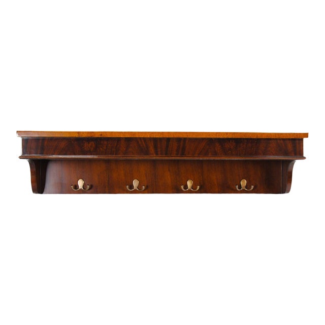 Traditional Style Mahogany Coat Rack Shelf For Sale