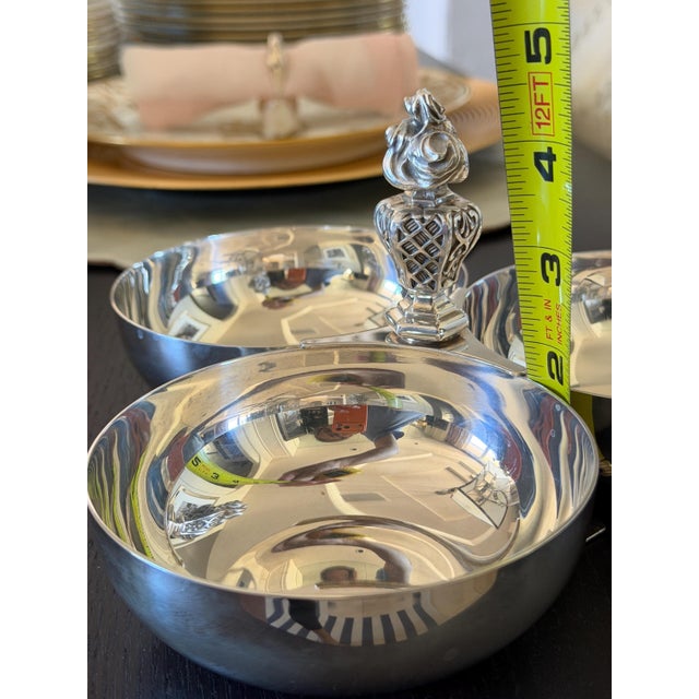 Metal Christofle Silver Plated Triple Nut Bowl 9"x4.5" For Sale - Image 7 of 8