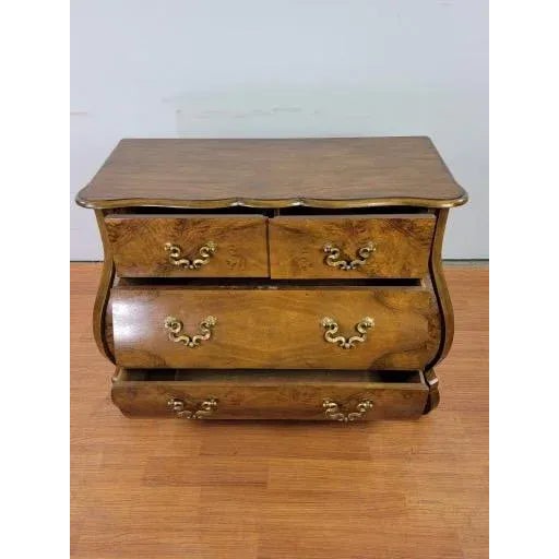 Wood Vintage French Louis XV Revival Style Bombe Chest by Baker Furniture For Sale - Image 7 of 11