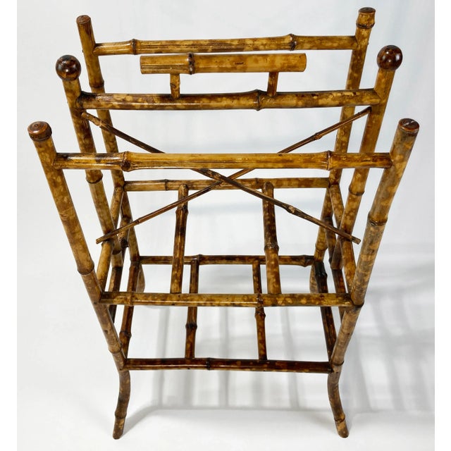 Antique Scorched Bamboo Magazine Rack For Sale In Kansas City - Image 6 of 11