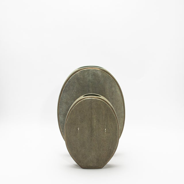Metal Shagreen Vase With Brass Details by R&y Augousti For Sale - Image 7 of 9