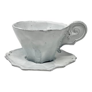Signed Astier De Villatte “Régence” Tea Cup & Saucer – Artisan Made in Paris For Sale